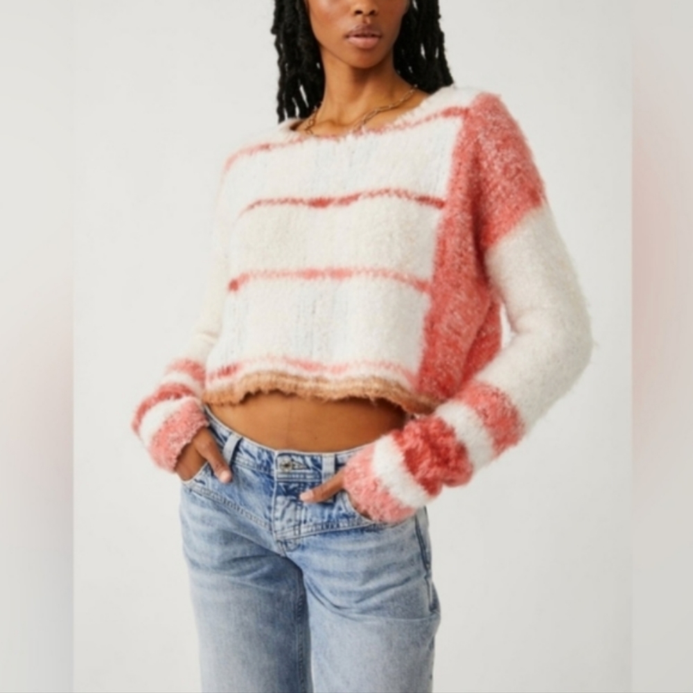 NWT Free People Emerson Sweater in champagne dream combo $148